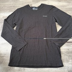 Columbia T-Shirt Mens XL Stretch Gray Striped Long Sleeve Crew Neck Tee Top