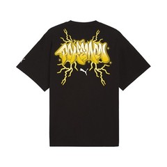 PUMA X Pokémon Hoops Pikachu Graphic Crew Neck Short Sleeve T-Shirt Mens Black