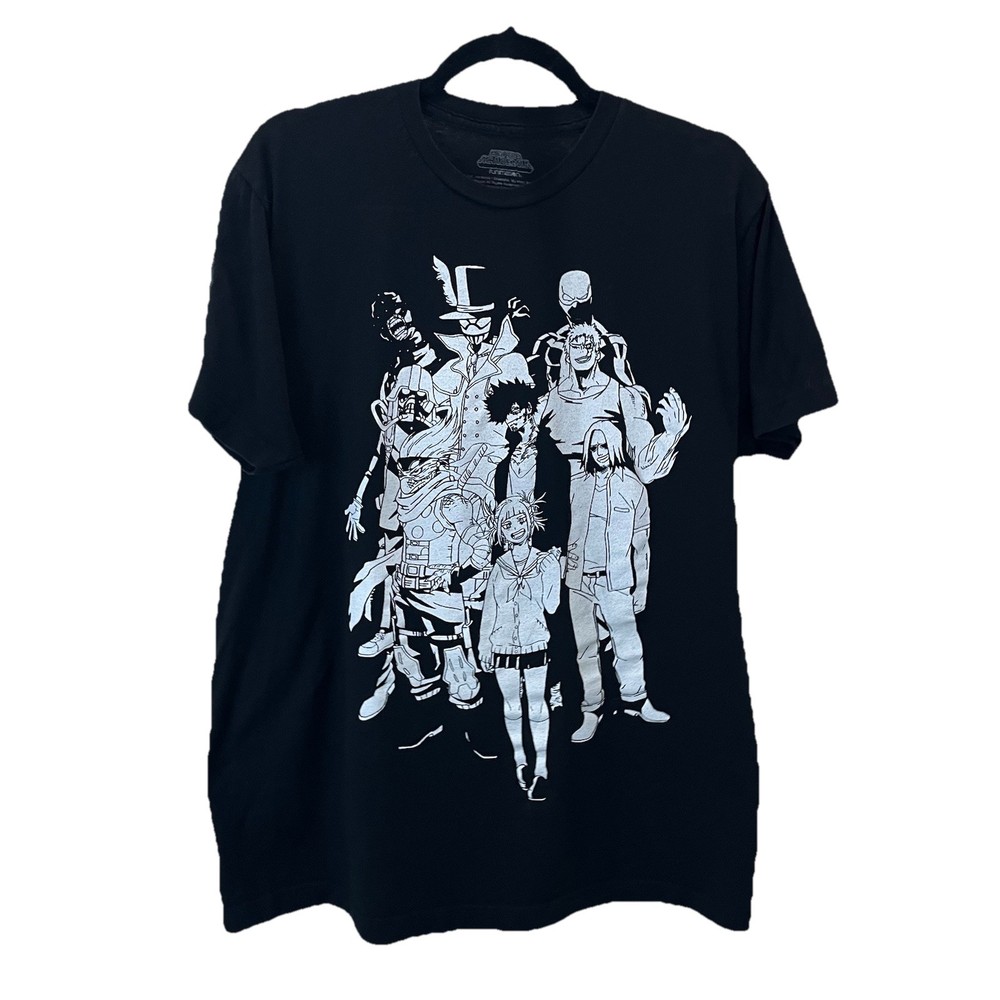My Hero Academia Vanguard Action Squad Black Graphic T-Shirt Short Sleeve Size L
