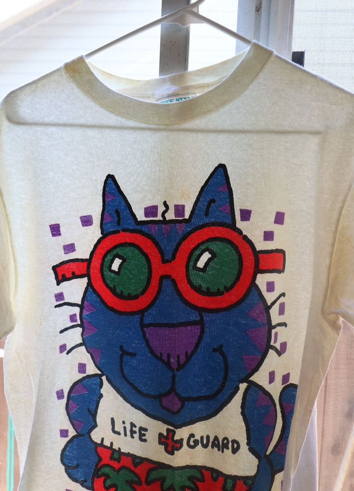 Vintage 1991 Free Style Shirt Jimmy Cool Cats Life Guard Paper Thin Size L