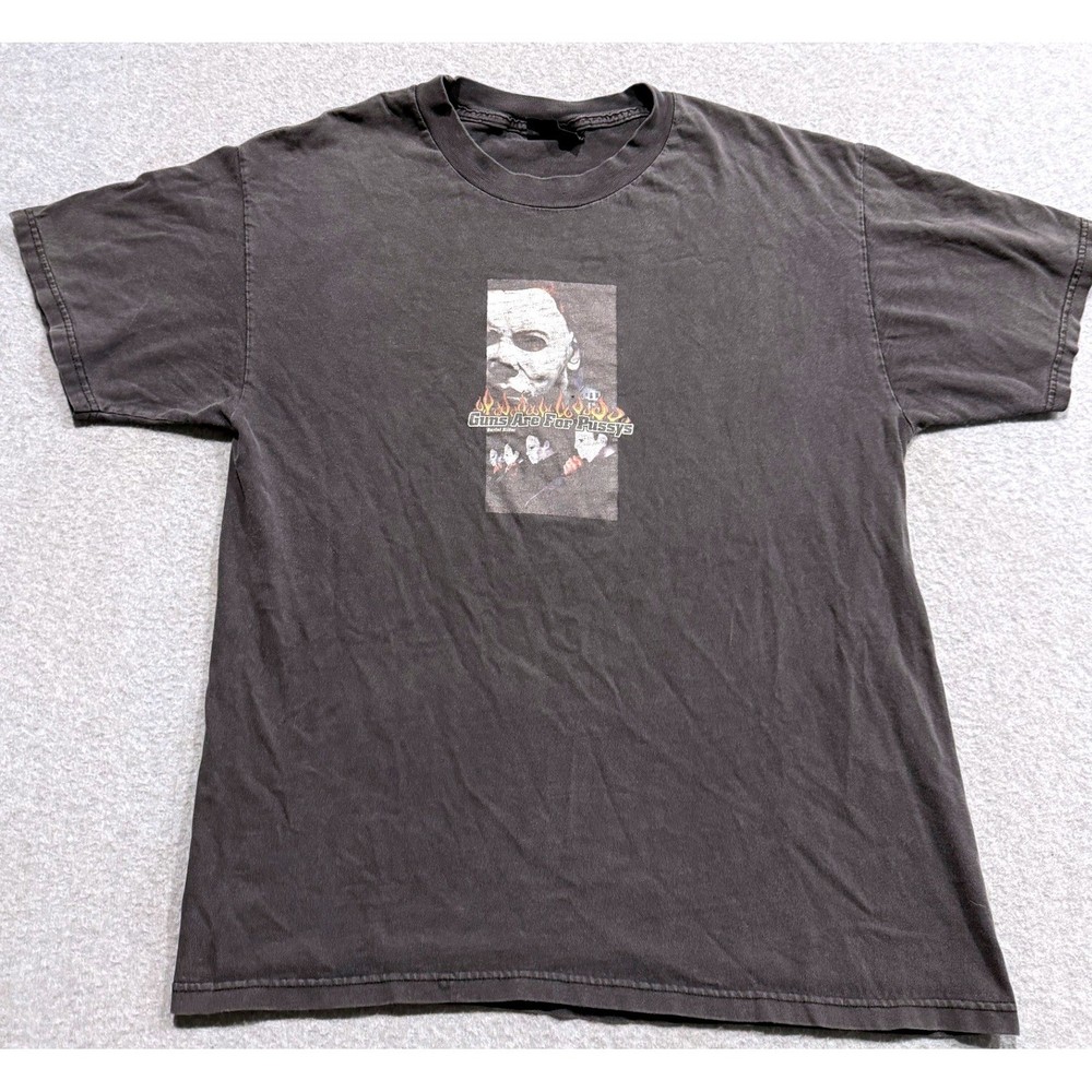 Vtg Serial Killer Michael Myers Halloween T-Shirt Faded Black Horror USA Made