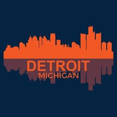 Detroit Michigan Skyline – Classic City Sports Team Pride T Shirt – Navy