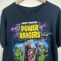 Power Rangers Shirt Womens XL Black Saban’s Mighty Morphin Retro Crewneck Tee