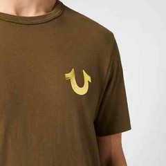 True Religion Metallic Gold Buddha T-Shirt Green Size S