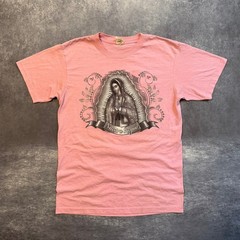Vintage Nuestra Reyna Virgin Mary Graphic T-Shirt Mens Medium Pink Religious