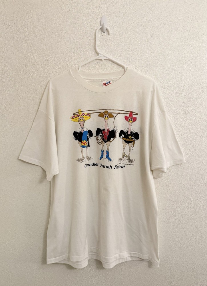Vintage 1994 Chandler Arizona Ostrich Festival Shirt Size XL White