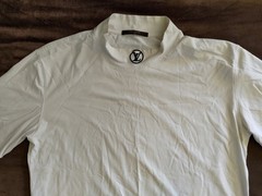 LOUIS VUITTON WHITE HIGH NECK / COWL NECK EMBROIDERED MONOGRAM T-SHIRT MEDIUM