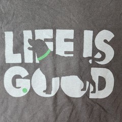 Life is Good Crusher Tee Large Charcoal Grey Dog Graphic Cotton Positive Vibes