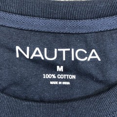 Nautica Shirt Mens Medium Blue Pocket Tee Tagless Cotton Crewneck Nautical