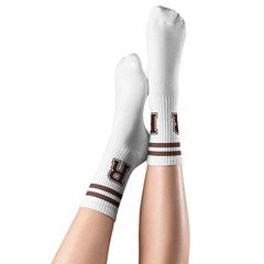 Brown Initial Stripes Socks with Letter R, Retro Athletic Style Socks, Person…