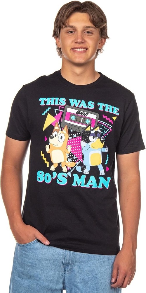 Vtg Bluey This Was The 80s Man T Shirt Mens Black Bandit Bingo Cassette M P8