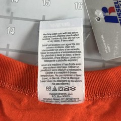 Vintage Russell Athletic Shirt Mens Small Orange Blank Crew Neck Nublend