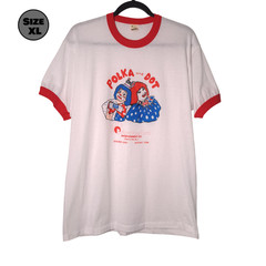 VINTAGE POLKA and DOT Clowns USED Ringer Shirt (XL, Single Stitch, New Jersey)