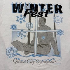 Vintage 1995 Queen City Gymnastics Winter Fest Snow Graphic T-Shirt USA – Small