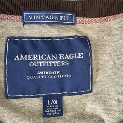 Y2K American Eagle Mens Logo Henley Shirt L Double Lined Retro Buttons Preppy