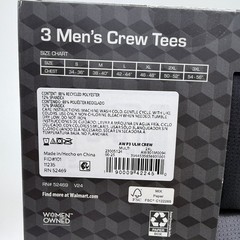 Athletic Works Crew Tees Mens 2XL 3-Pack Ultra Lite Mesh Black Grey