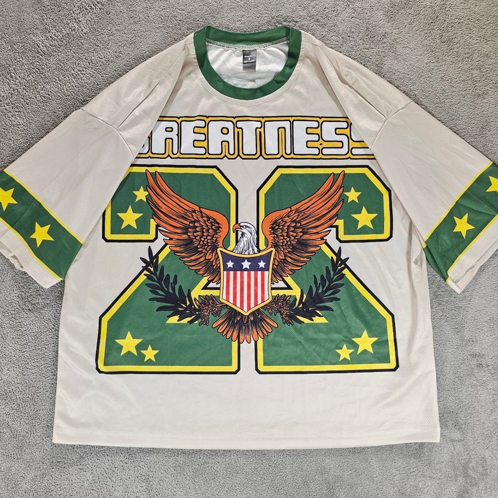 Manfinity Greatness Eagle Jersey Shirt Mens Medium White Green Streetwear Tee