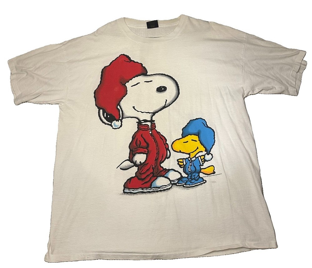 Vintage 90s Changes ‘Snoopy & Woodstock’ Big Print Double-Sided Shirt XXL Peanut