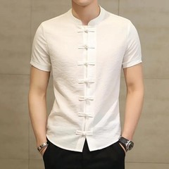 Summer Thin Pure Color Men’s Shirt Collar Button up Short Sleeve Slim Fit Casual