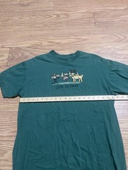 Life Is Crap Large Mens Green Graphic Logo Short Sleeve Tshirt Hunting Deer