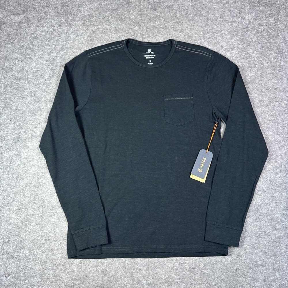 Roark Shirt Mens Small Black Midweight Organic Cotton Sustainable Pocket Surf T