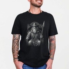 Odin Norse God T-Shirt with Ravens & Spear | Viking Mythology Tee Shirt