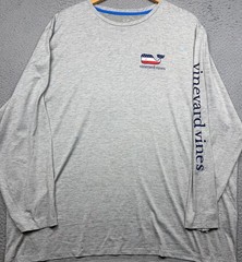 VINEYARD VINES T Shirt Mens 3XL Gray Performance American Flag Long Sleeve NWT