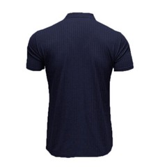 Men Ribbed Muscle Stretch Slim Fit Short Sleeve T-Shirt Summer Collar Casual Top