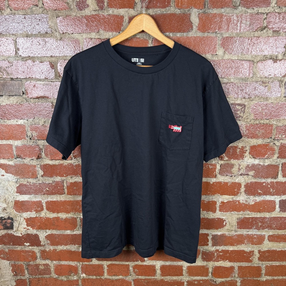 Uniqlo Keith Haring Shirt Mens XL Black NYC Pop Icons Pocket Graphic Tee