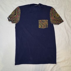 Gently Used Men’s ASOS Navy Blue T Shirt With Paisley Contrast Size Small