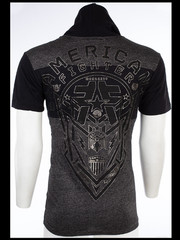 AMERICAN FIGHTER Black Silver Foil RUTLEDGE Athletic Graphic Hoodie T-shirt NWT