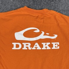 Drake Shirt Mens Medium Orange Logo Graphic Hunting Outdoor Cotton Tee