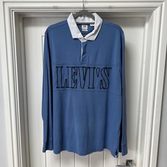Levi’s Rugby Polo Shirt Men’s XL Blue Relaxed Long Sleeved 100% Cotton Collared