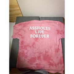 Red Tie-Dye Short Sleeve Tee with Bold White Back Text