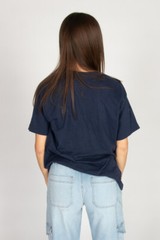Vintage 1990s Irish Navy Blue T-Shirt Large Foil Graphic Short Sleeve