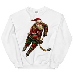 Vintage Santa Hockey T-Shirt North Pole Jersey Christmas Holiday Sports Sweater
