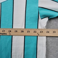 Vintage 90s HRLA San Francisco Striped T-Shirt Mens L/XL Teal White Made in USA