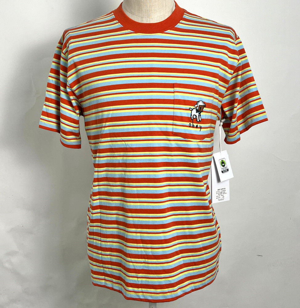 Obey Men’s Knit Pocket T-Shirt Doe Burnt Orange/Multi Size M NWT Shepard Fairey