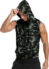 Men’s Workout Hooded Tank Tops Sleeveless Gym Training Bodybuilding T Shirt
