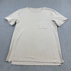 Lululemon Shirt Mens Large Beige Chest Pocket Relaxed Fit Oxford Crewneck Casual