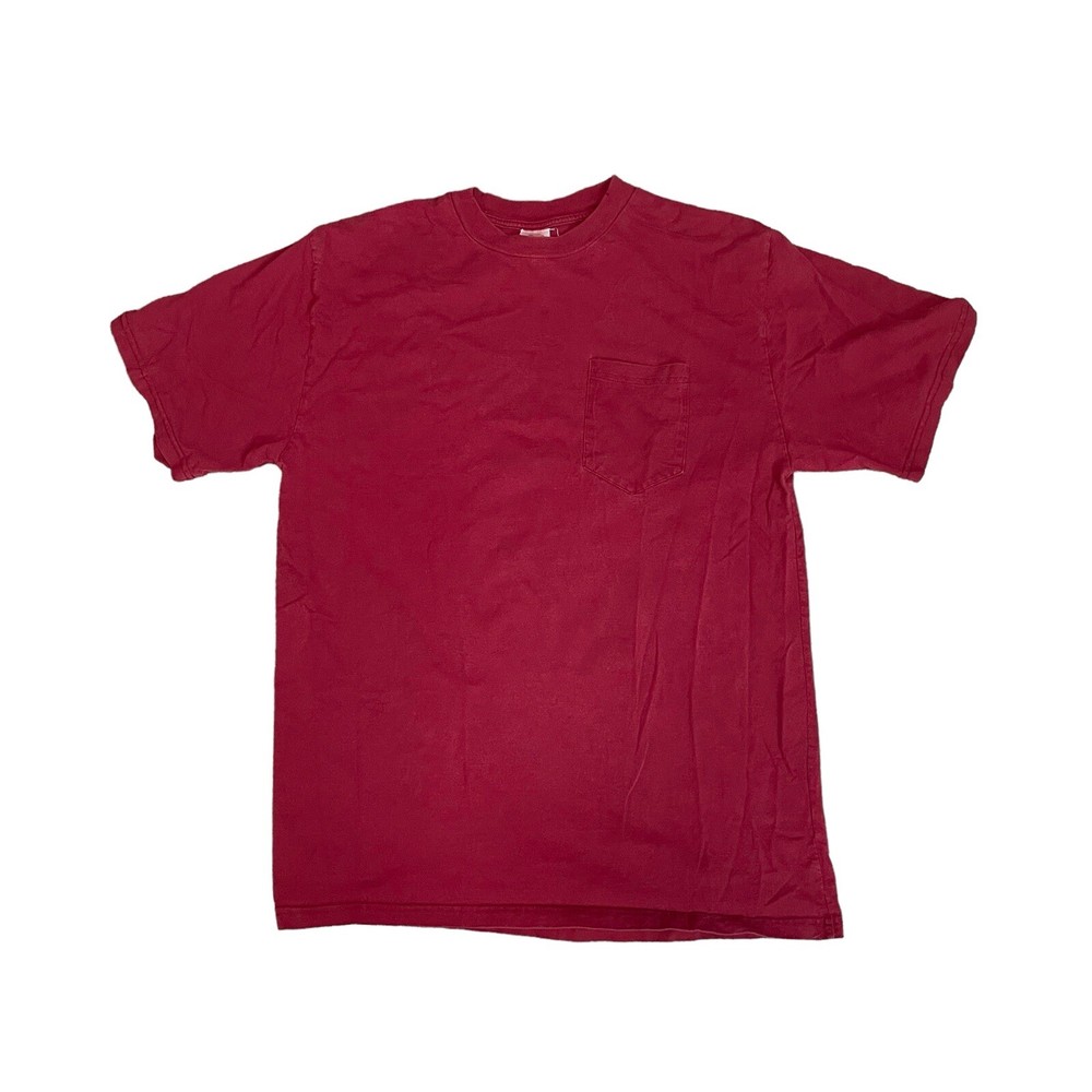 Vintage Fruit Of The Loom Blank Red T Shirt Pocket XL Cotton Easy To Wear