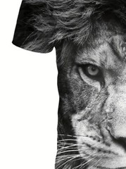Camiseta Hombre Negro Blanco León Cara Estampado gráfico Moda Manga corta sedoso