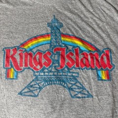 Homage Kings Island Vintage Eiffel Tower Rainbow Graphic T-Shirt Mens XL Grey A+