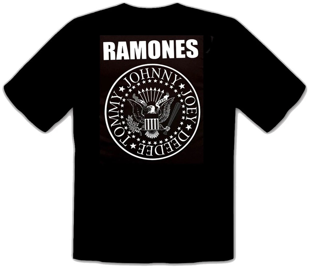 Ramones – HEY HO LETs Go Logo Rock Musik schwarz T-Shirt HOT ITEM (On Back)