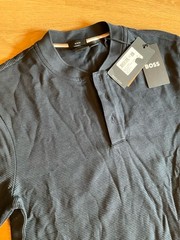 BOSS Hugo Boss Slim Fit Ribbed Henley Shirt Dark Blue Size M