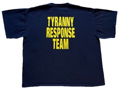 Vintage 2000s Tyranny Response Team T-Shirt Navy Size 2XL Double Sided Y2K