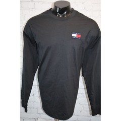 Tommy Hilfiger Jeans Long Sleeve Shirt Mens XL Black Flag Patch Logo NEW