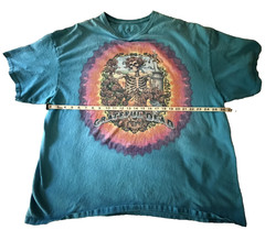 Grateful Dead Liquid Blue Bertha Skeleton Roses Teal Tie Dye Tee 3XL Flaw