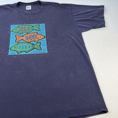 Jerzees T-Shirt Size XXL 48-50 Large Fish Art Made in USA 100% Combed Cotton