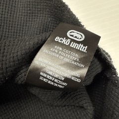 Vtg Ecko Unltd Mens Center Logo Thermal Waffle Knit Long Sleeve Shirt L Black